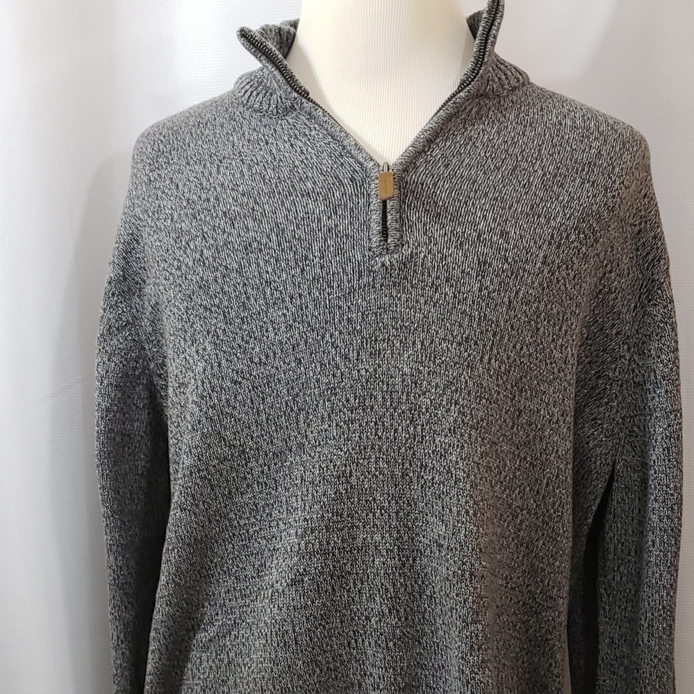 Legacy Zip Neck Dark Charcoal Marl Sweater New